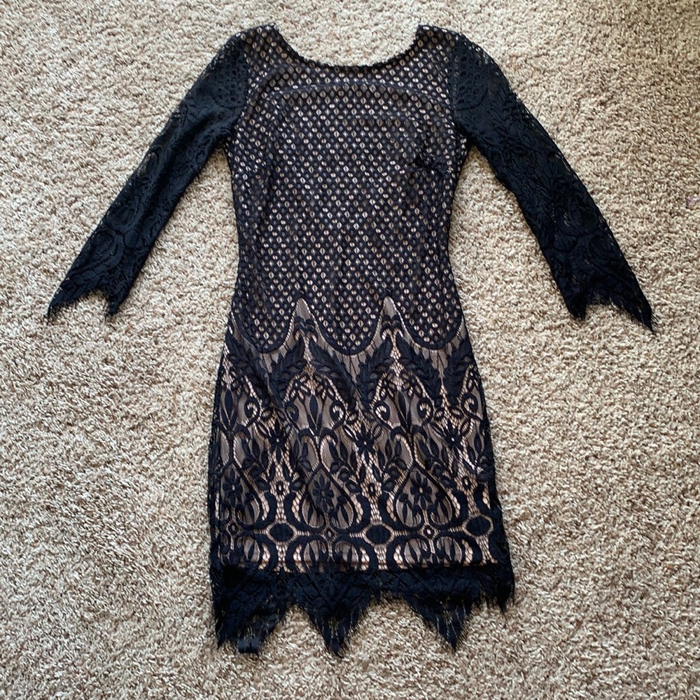 BouBou Boutique Navy Pale Pink Lace Dress Size XS